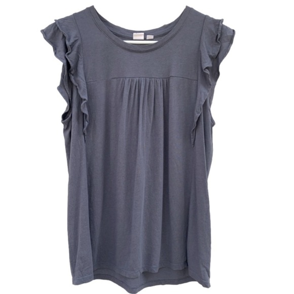 GAP Ruffle Cap Sleeve Pleated Tunic Gray Size Small - Picture 1 of 4